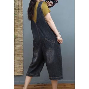 Relax-Fit V-Neck Jean Overalls Stone Wash Gardening Clothes