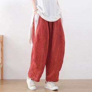 Contrast Colors Linen Carrot Pants Summer Flax Elephant Pants