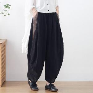 Contrast Colors Linen Carrot Pants Summer Flax Elephant Pants