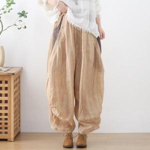 Contrast Colors Linen Carrot Pants Summer Flax Elephant Pants