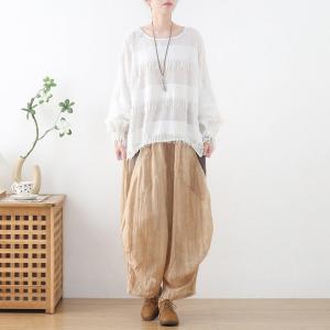 City Chic Cotton T-shirt Neutral Colored Fringed Blouse