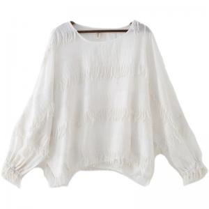 City Chic Cotton T-shirt Neutral Colored Fringed Blouse