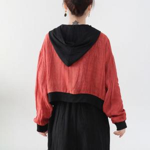 Unique Design Hooded Jacket Long Sleeves Linen Jacket