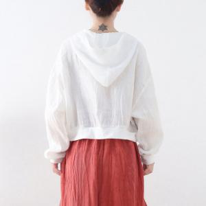 Unique Design Hooded Jacket Long Sleeves Linen Jacket