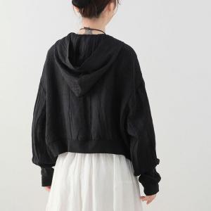 Unique Design Hooded Jacket Long Sleeves Linen Jacket