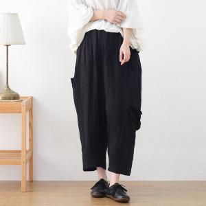Casual Style Patchwork Linen Harem Pants Plus Size Carrot Pants