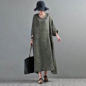 Front Pockets Plus Size Caftan Linen Customized Dress