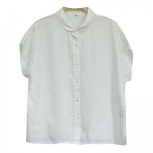 Business Casual Short Sleeves White Shirt Linen Cool Summer Blouse