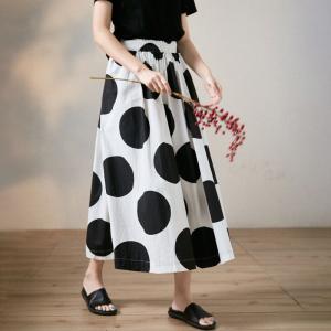 French Chic Polka Dot Skirt High Waist Cotton Maxi Skirt