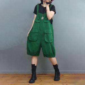 Solid Colors Pockets 90s Overalls Shorts Causal Cotton Rompers