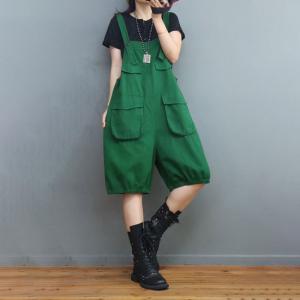 Solid Colors Pockets 90s Overalls Shorts Causal Cotton Rompers