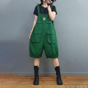 Solid Colors Pockets 90s Overalls Shorts Causal Cotton Rompers