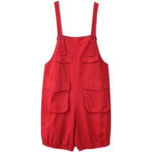 Solid Colors Pockets 90s Overalls Shorts Causal Cotton Rompers