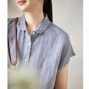 Comfy Pinstriped Ladies Work Shirt Oversized Linen Shirt