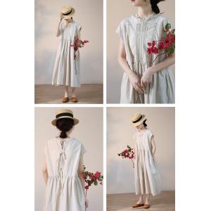 Tied Back Crochet Lace Dress Beach Cotton Midi Dress
