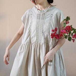 Tied Back Crochet Lace Dress Beach Cotton Midi Dress