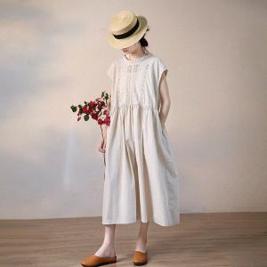 Tied Back Crochet Lace Dress Beach Cotton Midi Dress