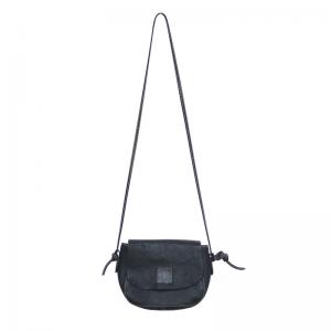 Vegetable Tanned Leather Black Baguette Bag