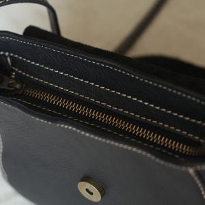 Vegetable Tanned Leather Black Baguette Bag