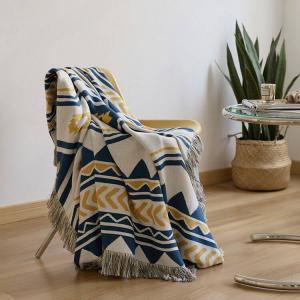 Graphic Prints Cotton Knit Blanket Tassel Boho Blanket