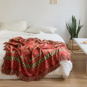 Graphic Prints Cotton Knit Blanket Tassel Boho Blanket