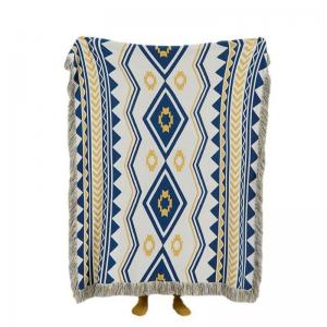 Graphic Prints Cotton Knit Blanket Tassel Boho Blanket