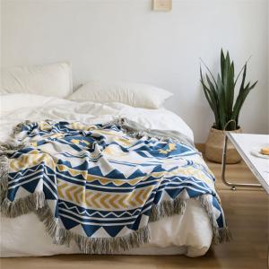 Graphic Prints Cotton Knit Blanket Tassel Boho Blanket