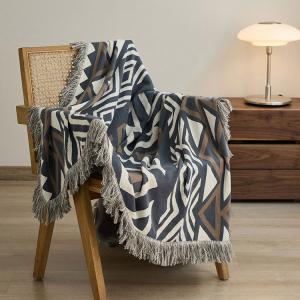 Boho Chic Abstract Pattern Couch Throw Full Size Cotton Blanket