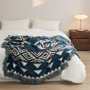 Boho Chic Abstract Pattern Couch Throw Full Size Cotton Blanket