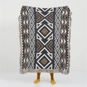 Boho Chic Abstract Pattern Couch Throw Full Size Cotton Blanket