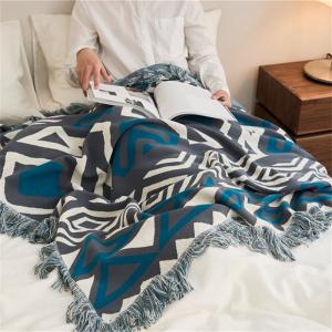 Boho Chic Abstract Pattern Couch Throw Full Size Cotton Blanket