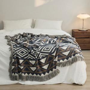 Boho Chic Abstract Pattern Couch Throw Full Size Cotton Blanket