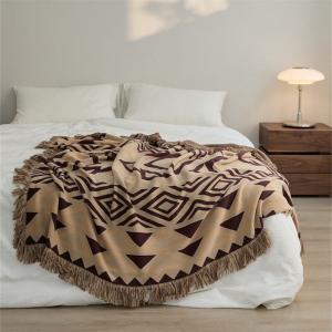 Boho Chic Abstract Pattern Couch Throw Full Size Cotton Blanket