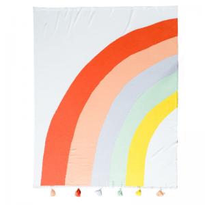 Tassel Balls Rainbow Blanket Cotton Knit Glamping Blanket