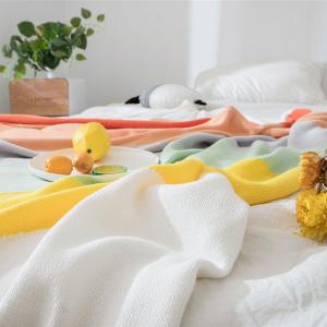 Tassel Balls Rainbow Blanket Cotton Knit Glamping Blanket