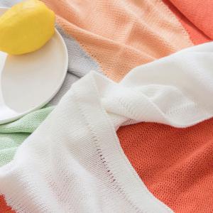 Tassel Balls Rainbow Blanket Cotton Knit Glamping Blanket