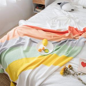 Tassel Balls Rainbow Blanket Cotton Knit Glamping Blanket