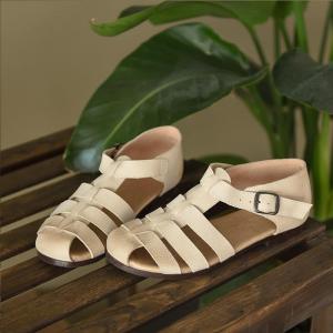 Cowhide Leather Soft Gladiator Sandal Boho T-Strap Flats