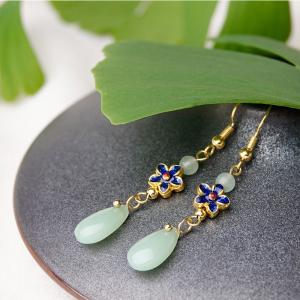 Chinese Traditional Cloisonne and Colored Glaze Dangle Earrings