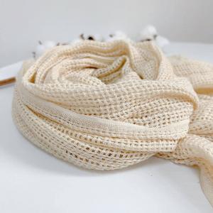 Silk and Cotton Tassel Scarf Boho Chic Beige Scarf