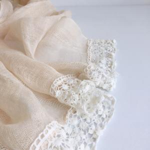 Crochet Lace Trim Linen Scarf Spring Plain Boho Scarf