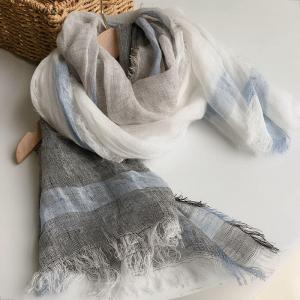 Multi-Colored Linen Scarf Chunky Striped Flax Accessories