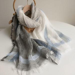 Multi-Colored Linen Scarf Chunky Striped Flax Accessories
