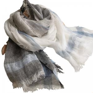 Multi-Colored Linen Scarf Chunky Striped Flax Accessories