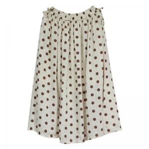 Chic Polka Dot Panel Skirt Maxi Linen A-Line Skirt