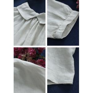 Minimalist Style Long Sleeves Linen Blouse Oversized Babydoll Shirt
