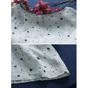 High-Waist Black Dotted Dress Ramie Beach Loose Dress