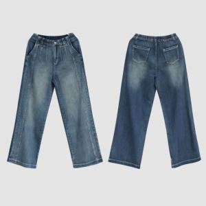 Soft Denim Stone Wash Jeans Straight Legs Floor Length Jeans
