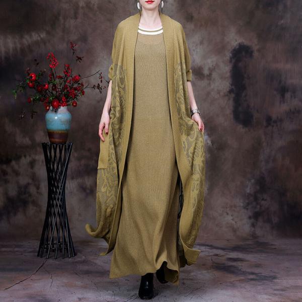 Simple Design Crochet Fall Cardigan Midi Sheer Knitwear