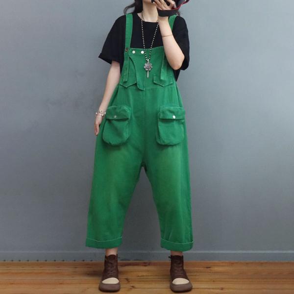 90s Trendy Straight Leg Overalls Pockets Décor Jean Bib Overalls